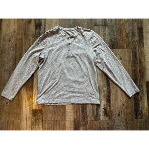 Rhone Reign Henley Long Sleeve Heathered Gray Shirt Pima Cotton Men's Large